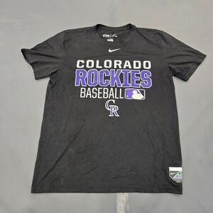 Colorado Rockies Nike Dri Fit Authentic MLB Sports Shirt Mens Sz Medium Black